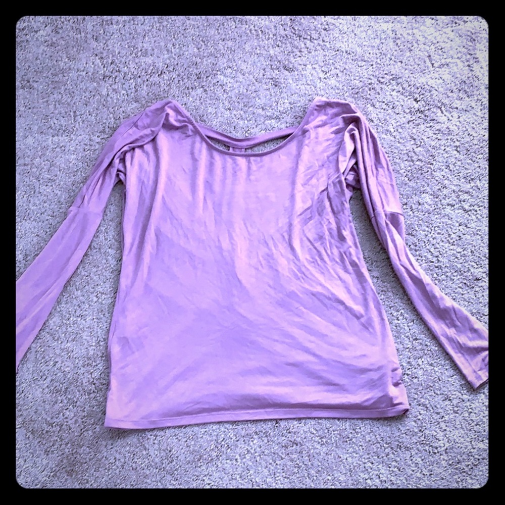 Purple Open back T strap Shirt! Size Large
